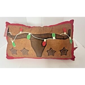 St.Nicholas Square Holiday Throw Pillow 18" Texas Christmas Steer Cowboy Western